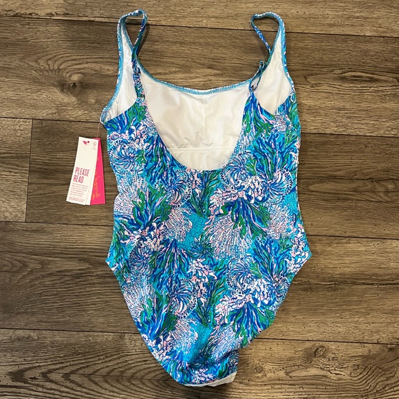 NWT Lilly Pulitzer Brin Scoop Neck One Piece Swimsuit - Las Olas Aqua - Picture 13 of 16